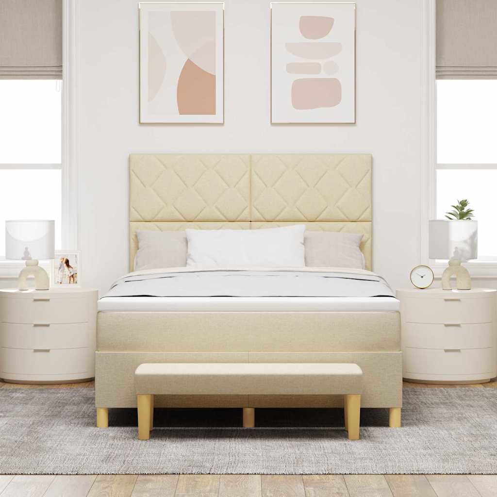 Krevet s opruga kutije s jastukom Krema 200 x 140 cm tkanina