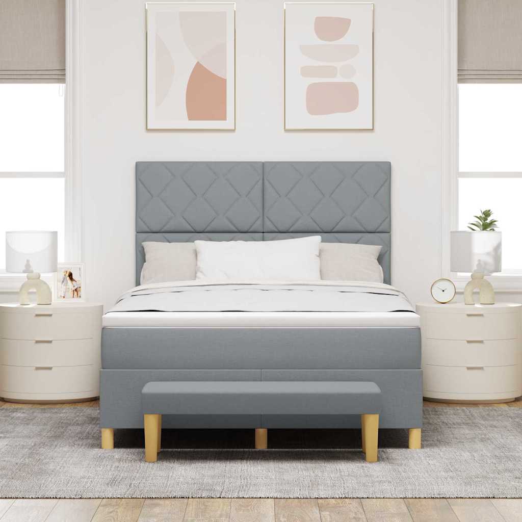 Krevet s opruga kutije Svjetlosiva 200 x 160 cm tkanina
