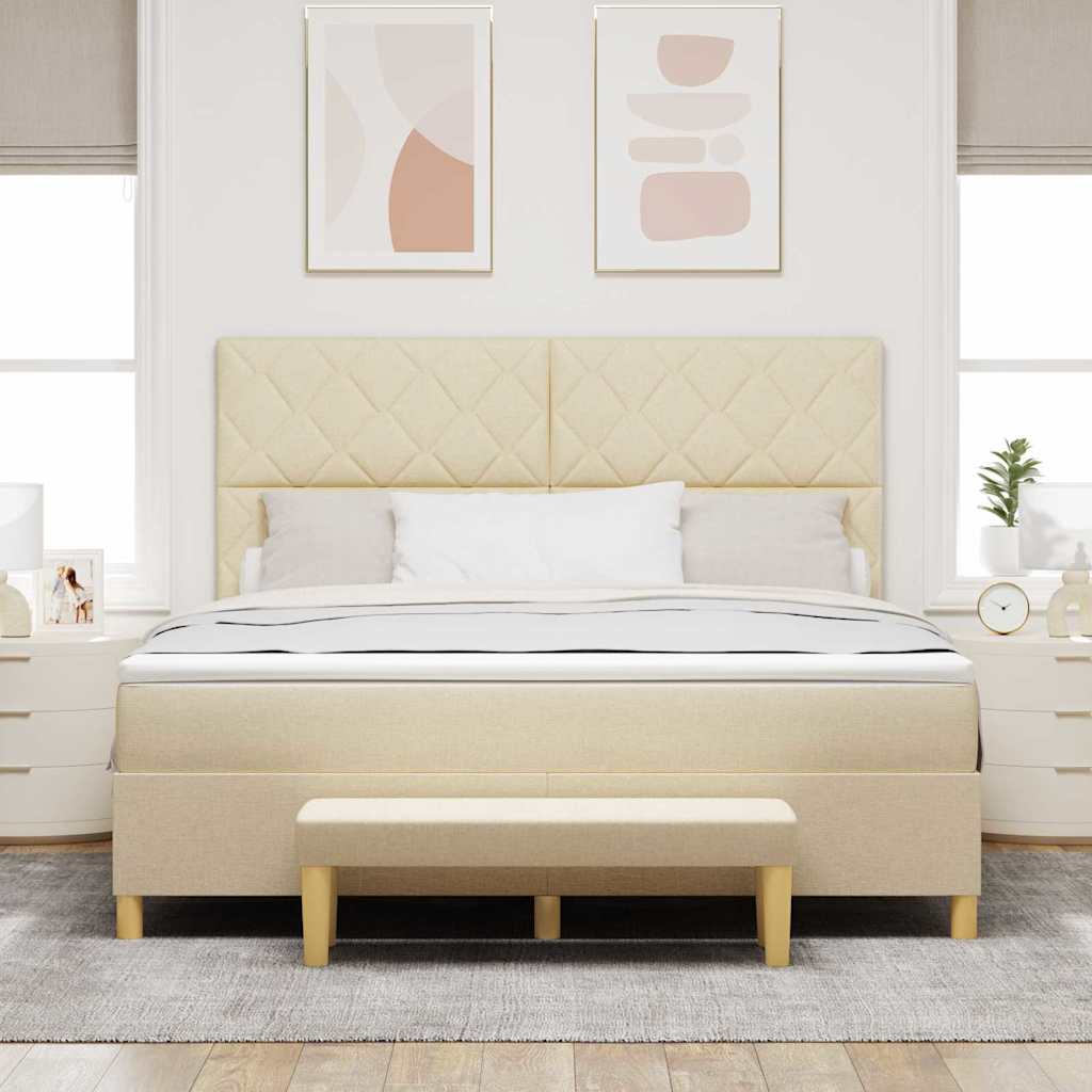 Krevet s opruga kutije s jastukom Krema 200 x 180 cm tkanina