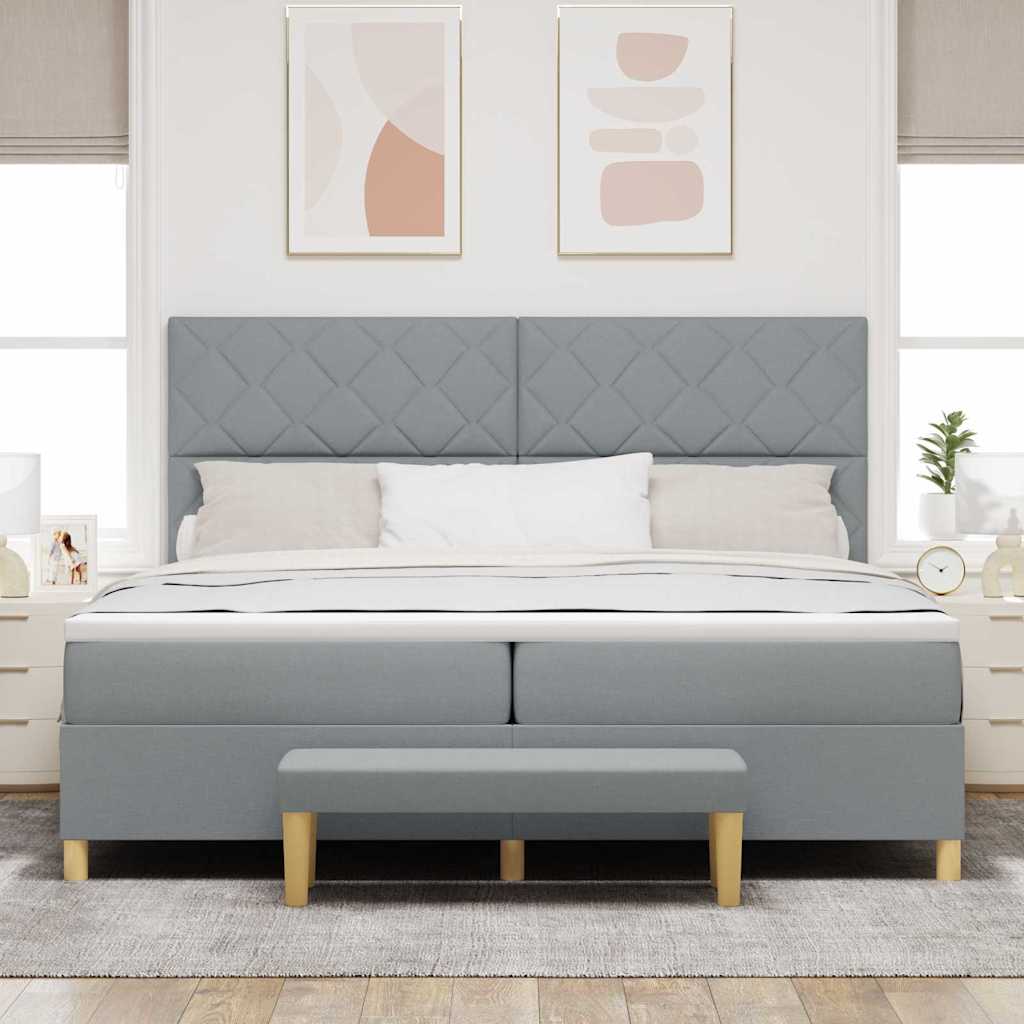 Krevet s opruga kutije Svjetlosiva 200 x 200 cm tkanina