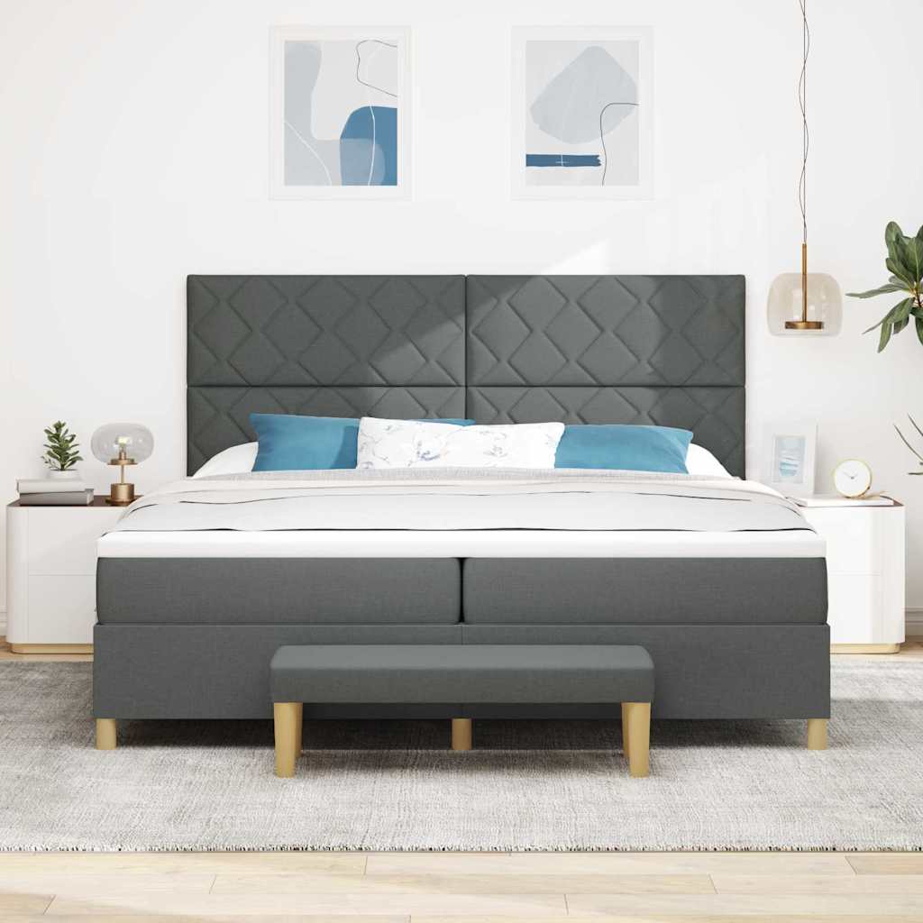 Krevet s opruga kutije Tamno siva 200 x 200 cm tkanina