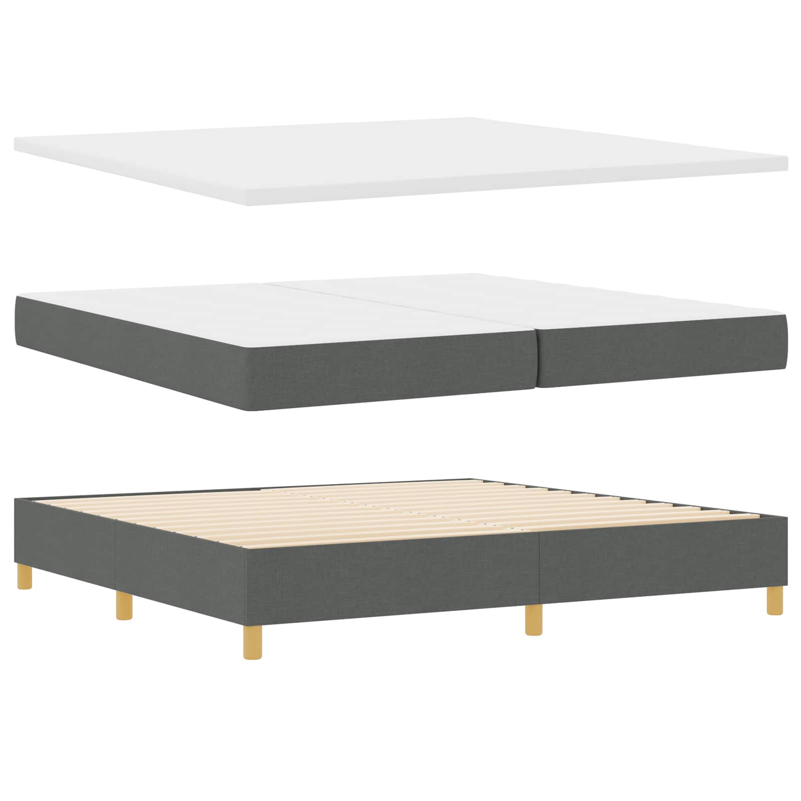 Krevet s opruga kutije Tamno siva 200 x 200 cm tkanina