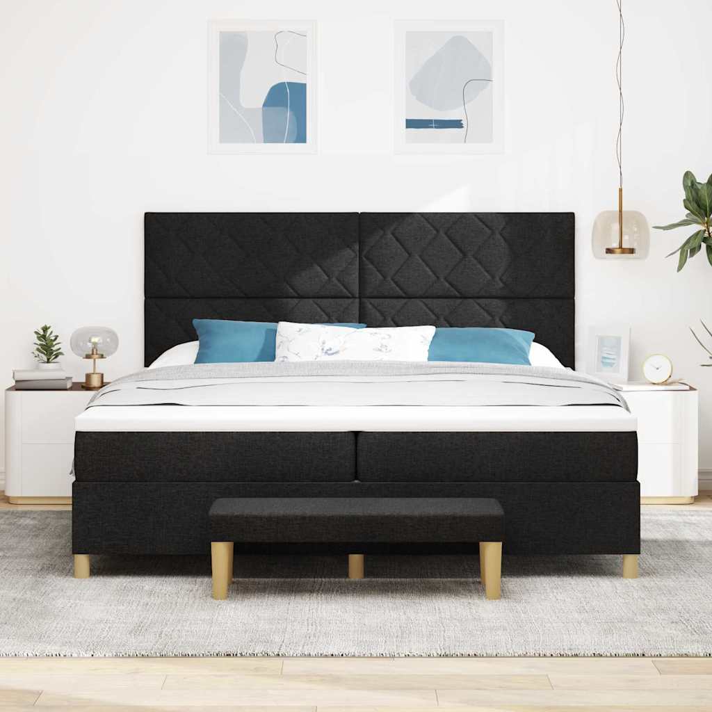 Krevet s opruga kutije s uzglavljem Crna 200 x 200 cm tkanina