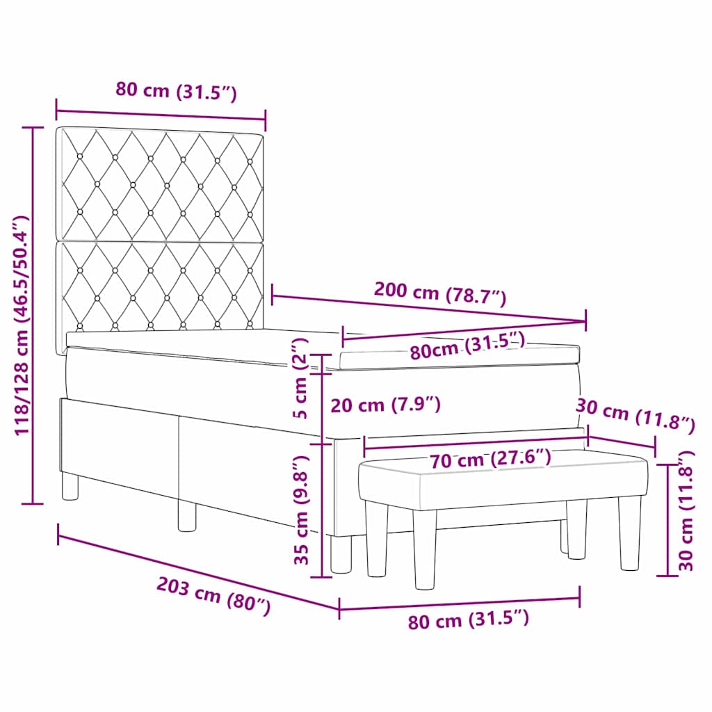 Krevet s opruga kutije Tamnozelena 200 x 80 cm Baršun