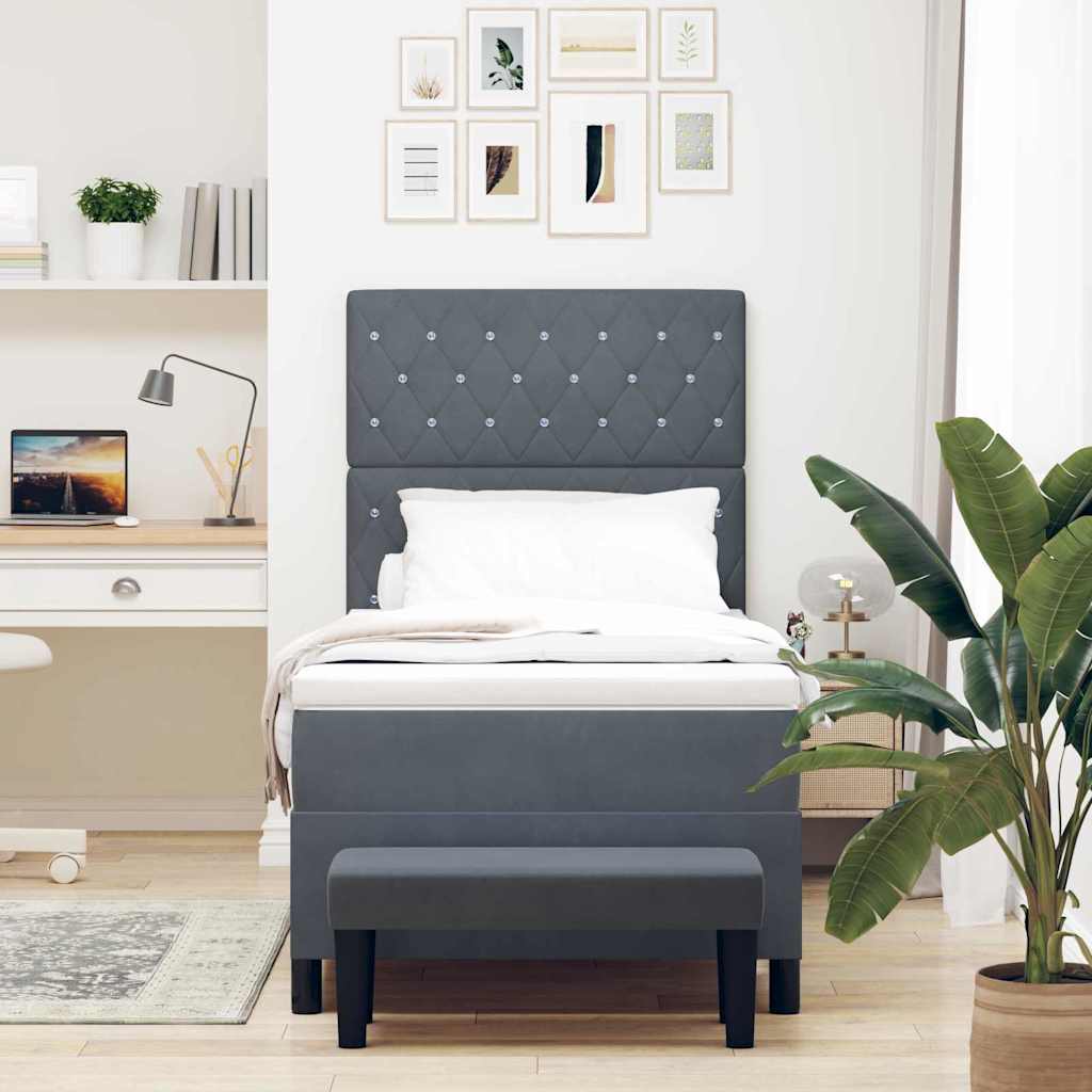 Krevet s opruga kutije Tamno siva 200 x 90 cm Baršun