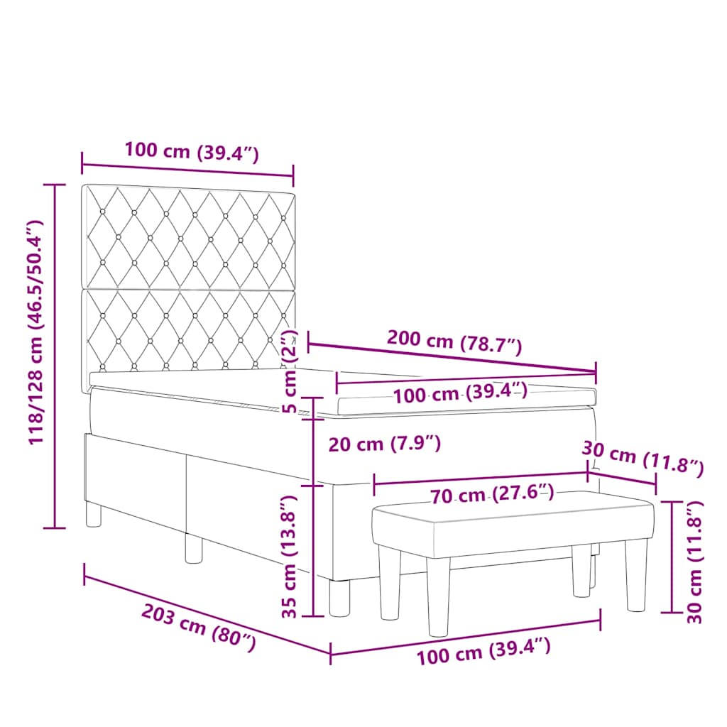 Krevet s opruga kutije Tamnozelena 200 x 100 cm Baršun