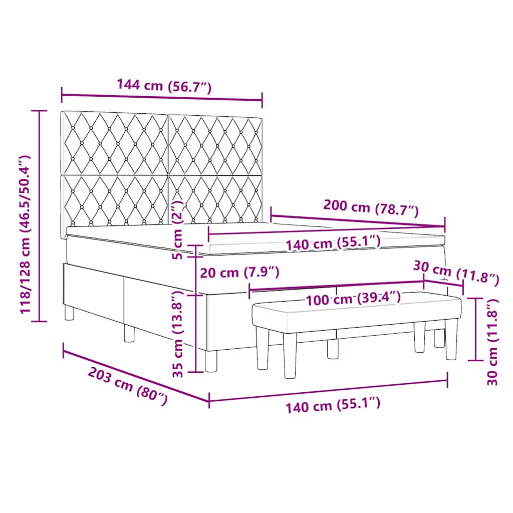 Krevet s opruga kutije Tamnozelena 200 x 140 cm Baršun