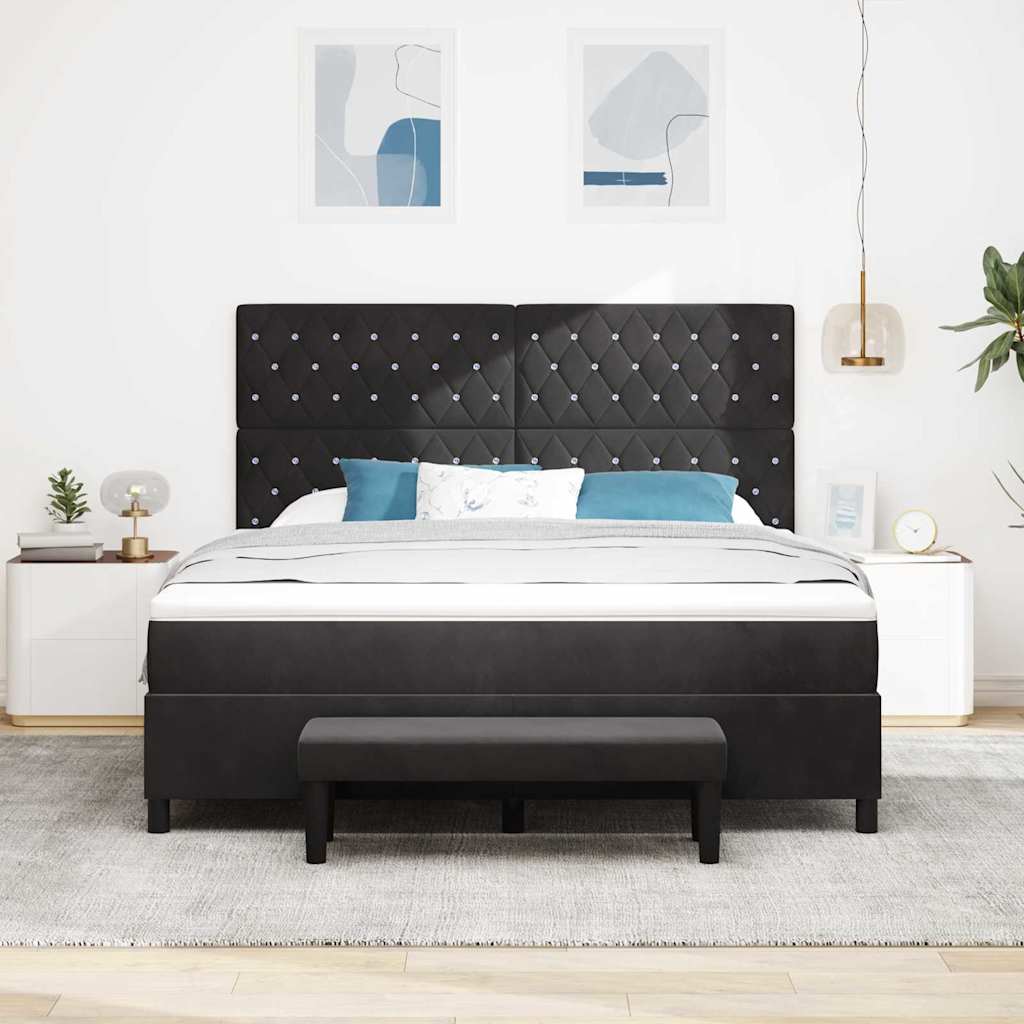 Krevet s opruga kutije s uzglavljem Crna 200 x 180 cm Baršun
