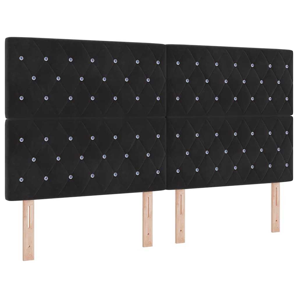 Krevet s opruga kutije s uzglavljem Crna 200 x 180 cm Baršun
