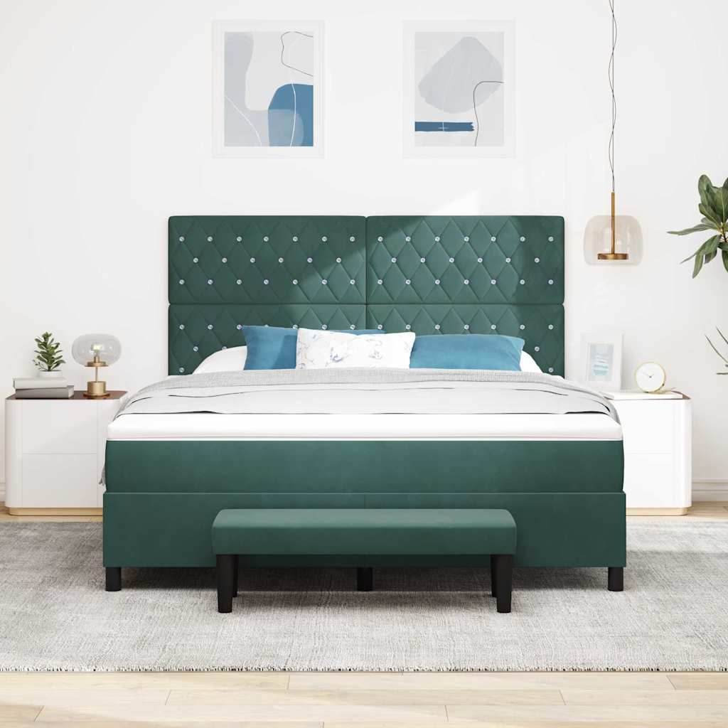 Krevet s opruga kutije Tamnozelena 200 x 180 cm Baršun