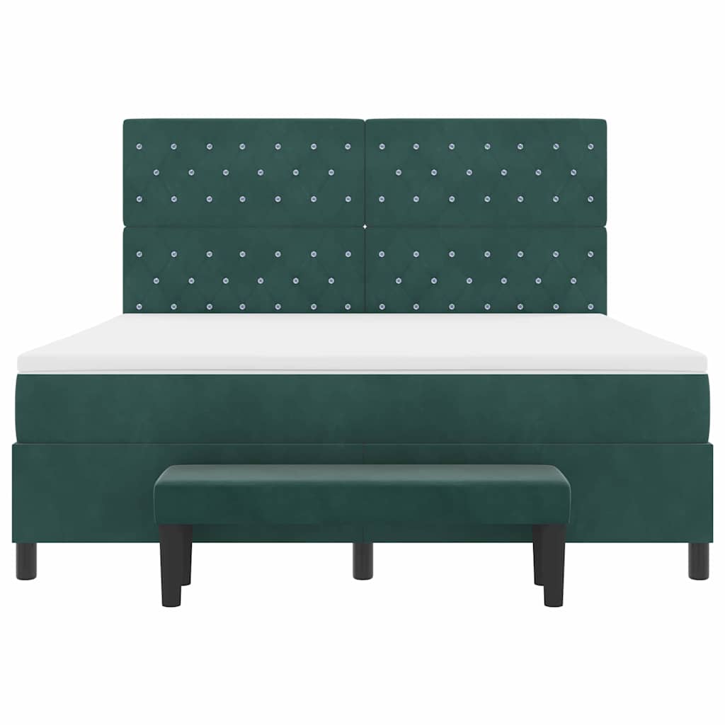 Krevet s opruga kutije Tamnozelena 200 x 180 cm Baršun