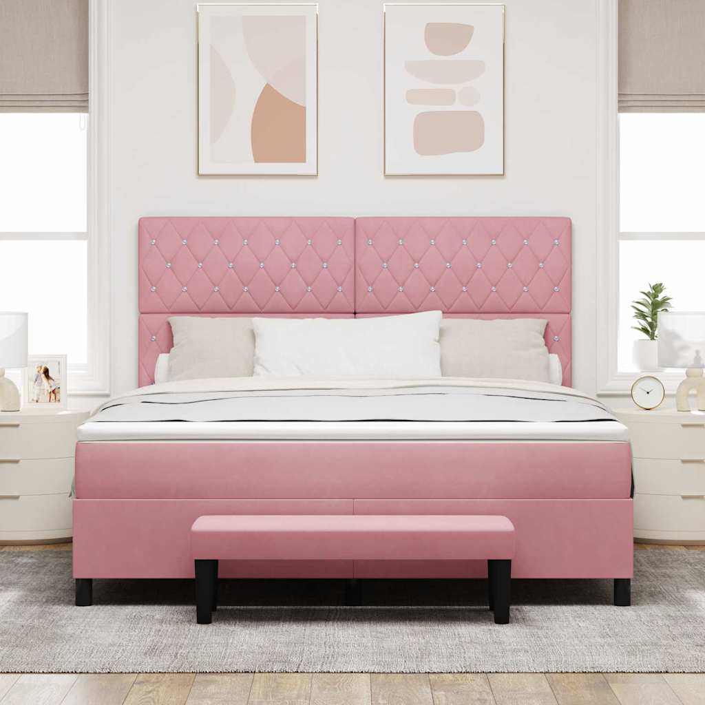 Krevet s opruga kutije Ružičasta 200 x 180 cm Baršun