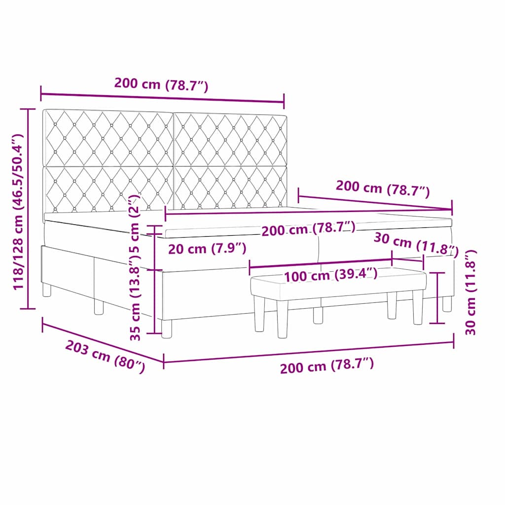 Krevet s opruga kutije Tamnozelena 200 x 200 cm Baršun