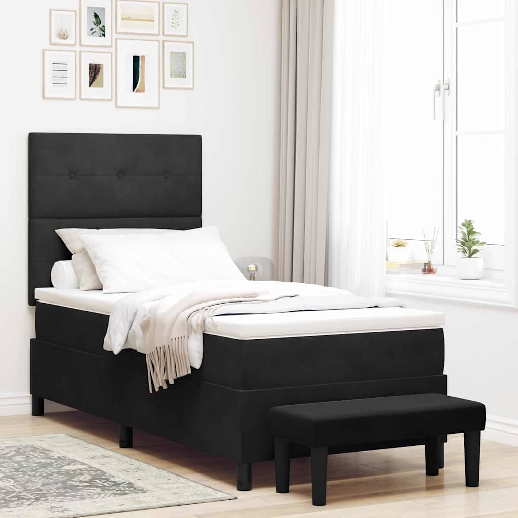 Krevet s opruga kutije s uzglavljem Crna 200 x 80 cm Baršun