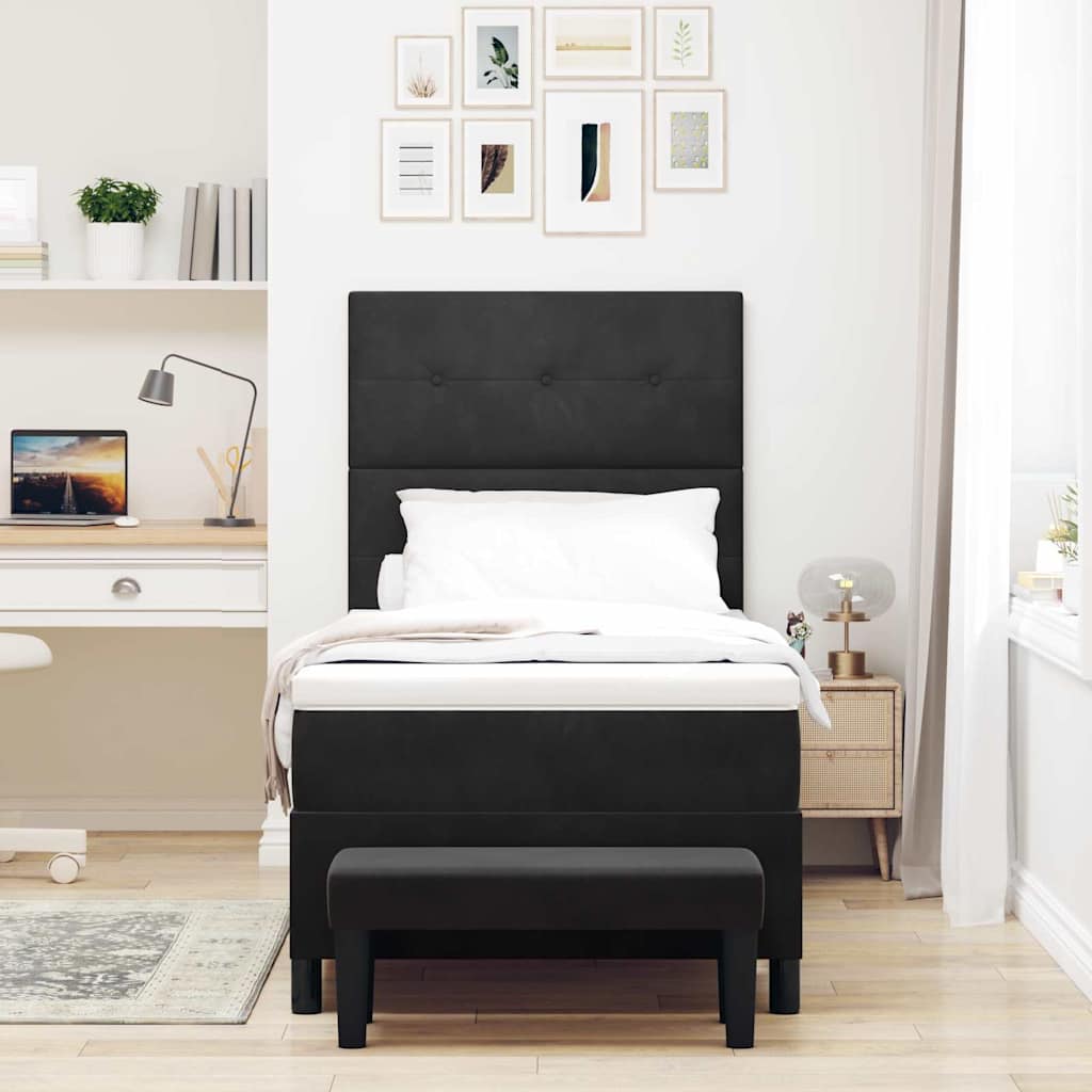Krevet s opruga kutije s uzglavljem Crna 200 x 80 cm Baršun