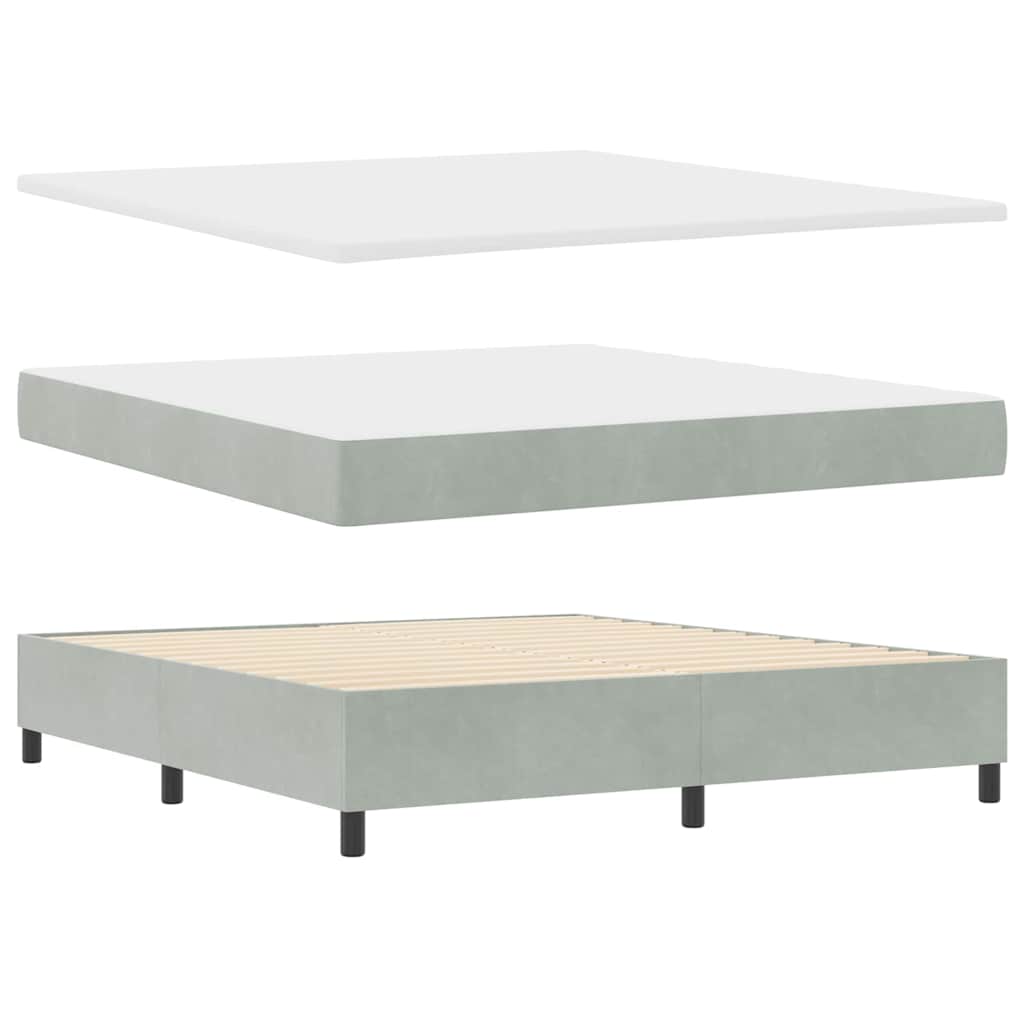 Krevet s opruga kutije Svijetlo siva 200 x 180 cm Baršun