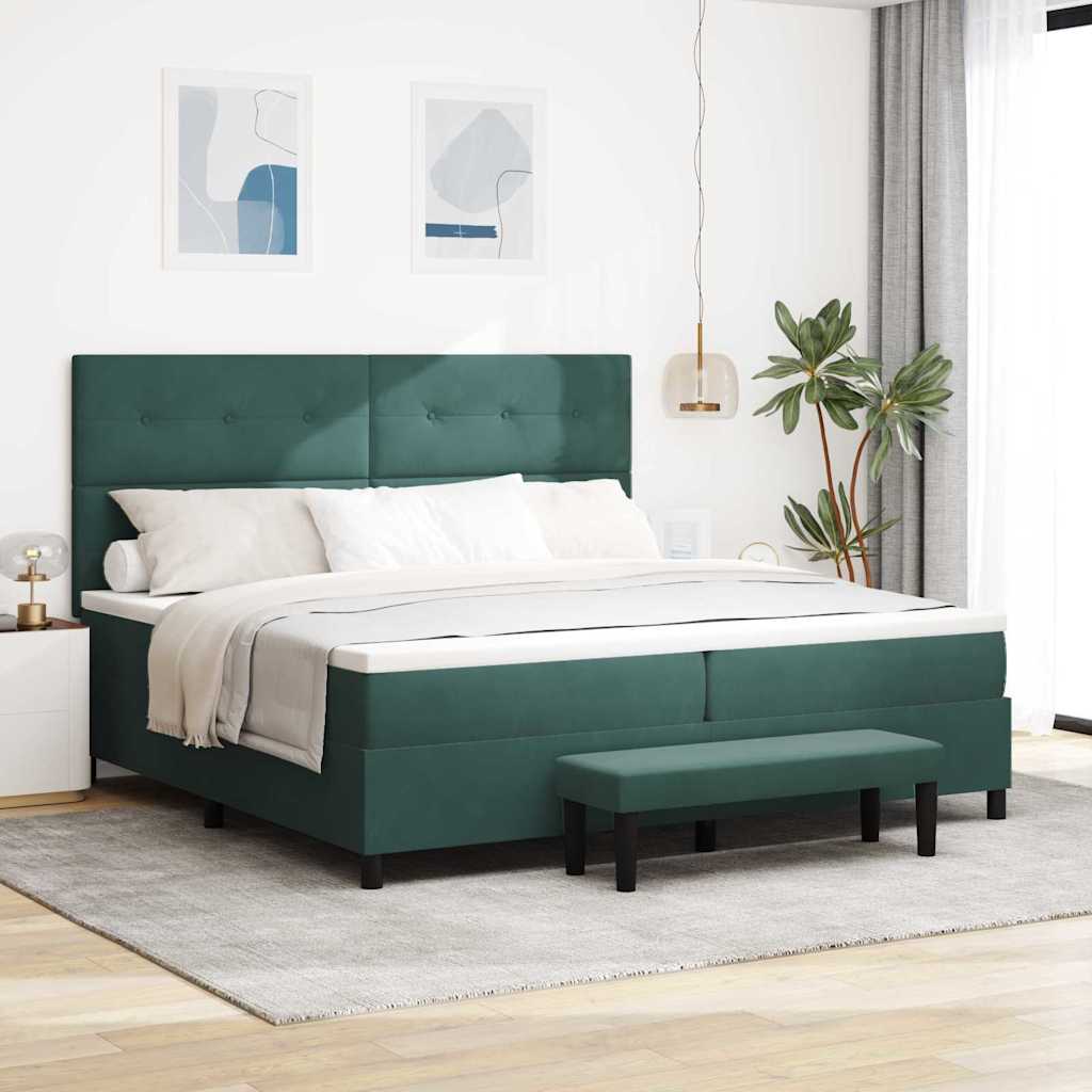 Krevet s opruga kutije Tamnozelena 200 x 200 cm Baršun