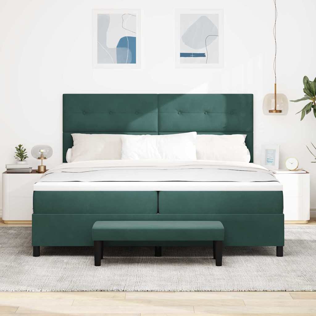 Krevet s opruga kutije Tamnozelena 200 x 200 cm Baršun