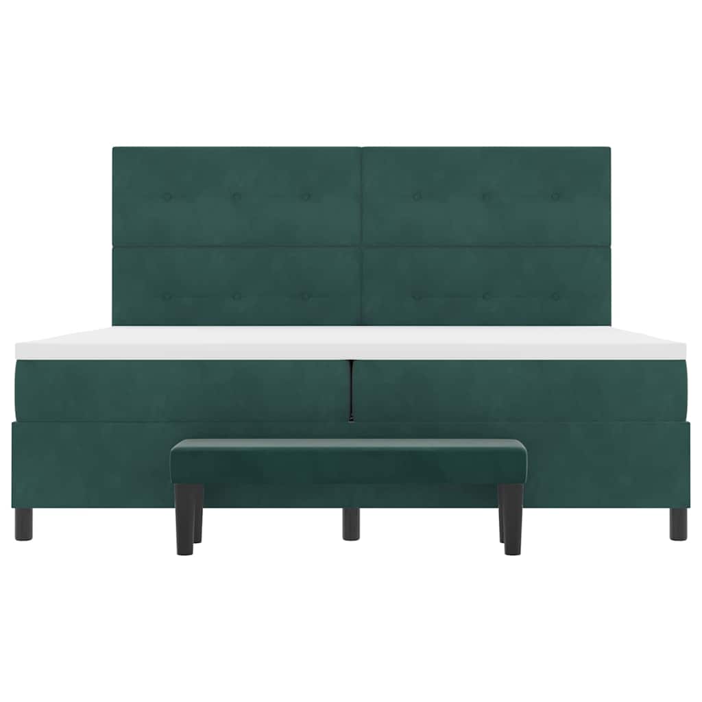 Krevet s opruga kutije Tamnozelena 200 x 200 cm Baršun