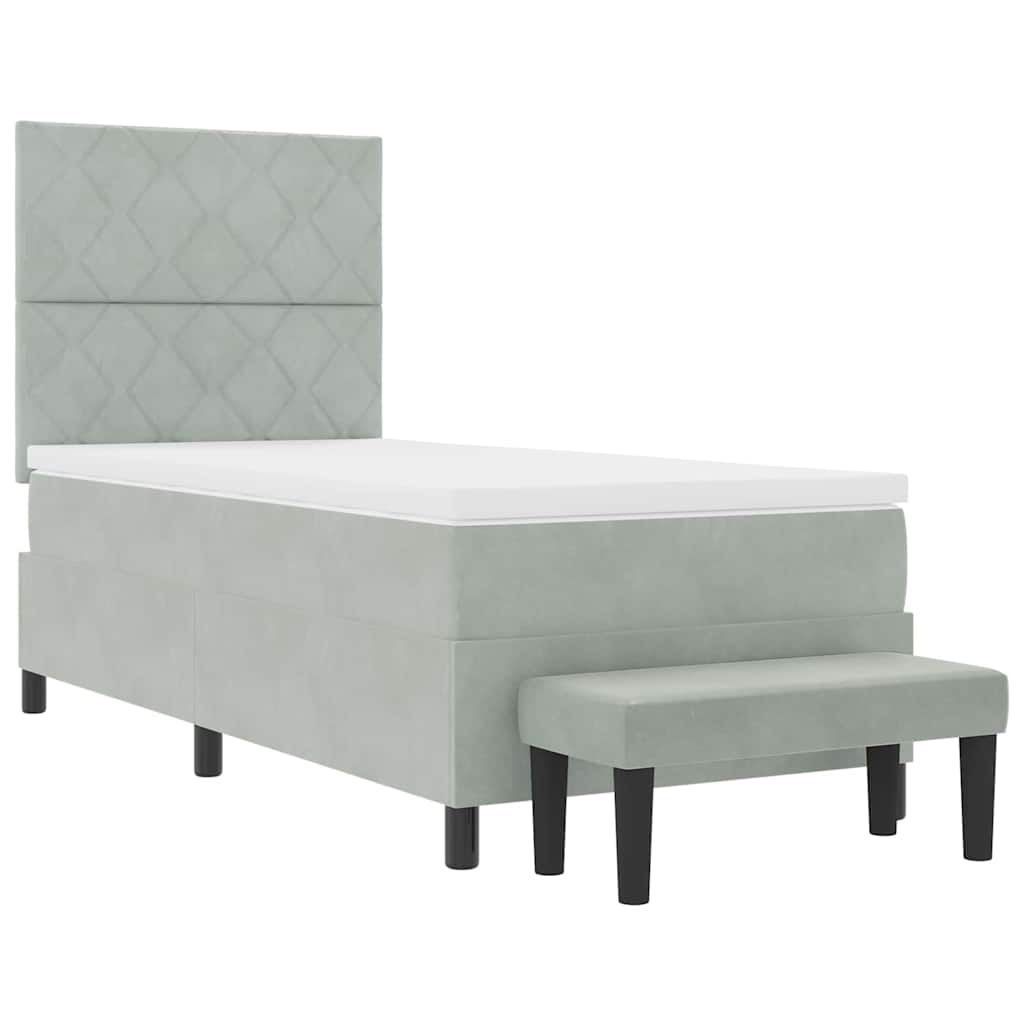 Krevet s opruga kutije Svijetlo siva 200 x 90 cm Baršun