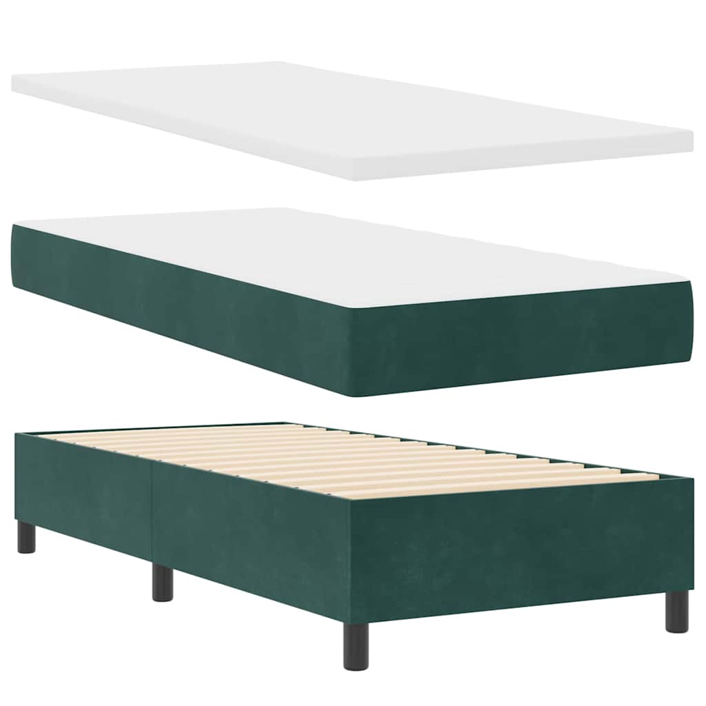 Krevet s opruga kutije Tamnozelena 200 x 90 cm Baršun