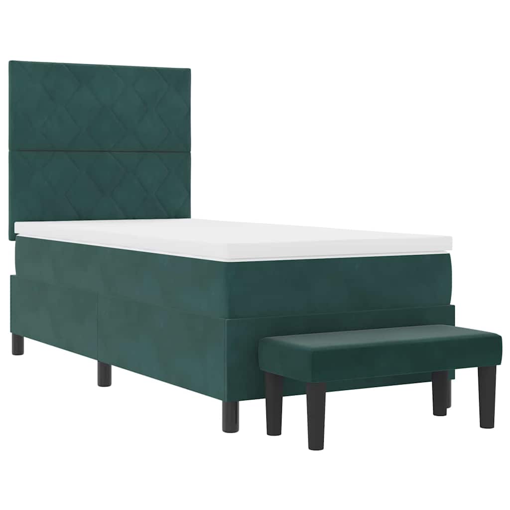 Krevet s opruga kutije Tamnozelena 200 x 90 cm Baršun