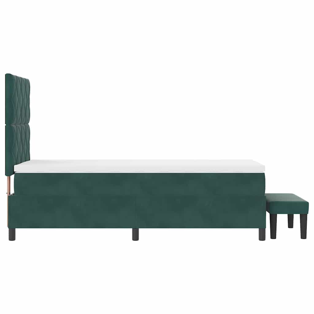 Krevet s opruga kutije Tamnozelena 200 x 90 cm Baršun