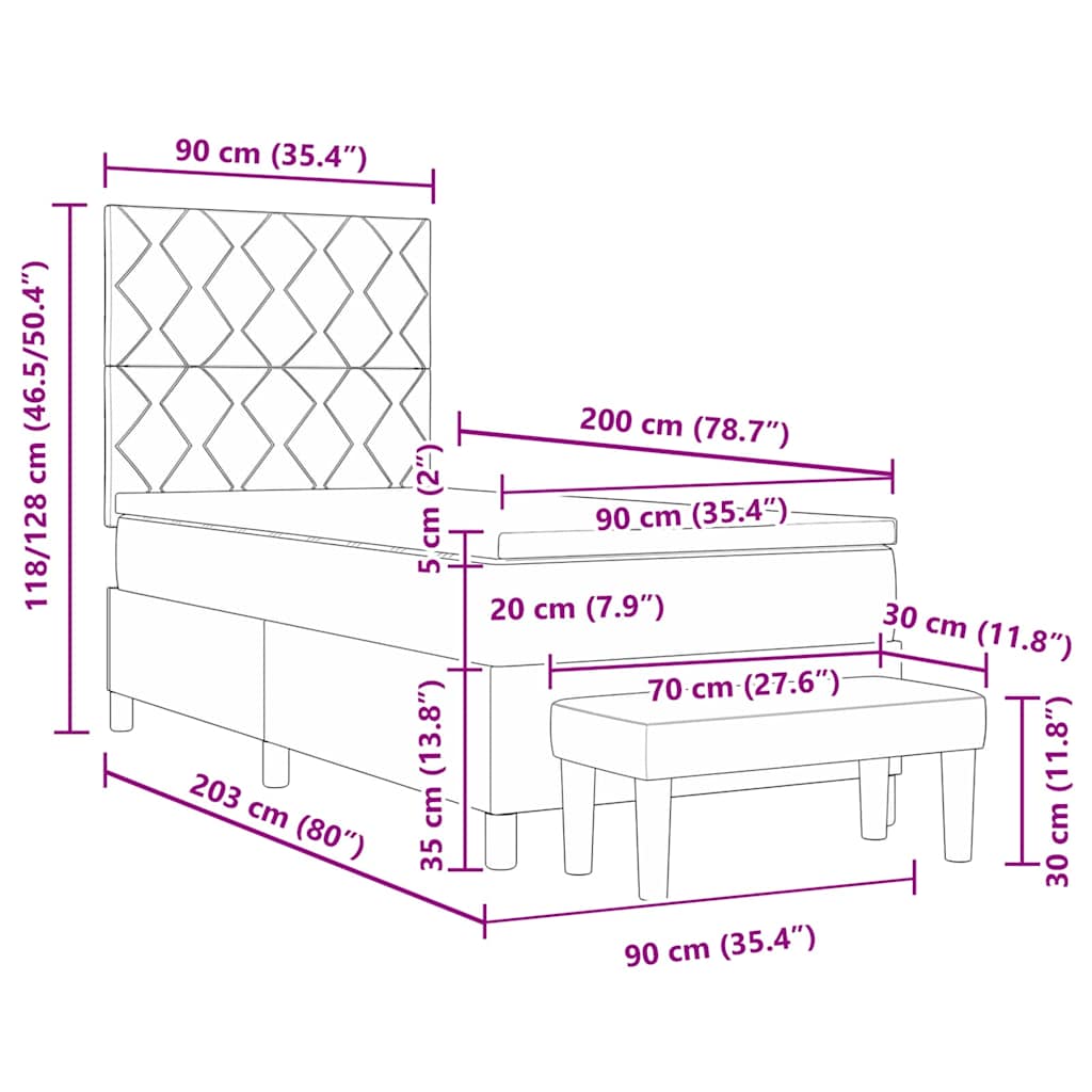 Krevet s opruga kutije Tamnozelena 200 x 90 cm Baršun