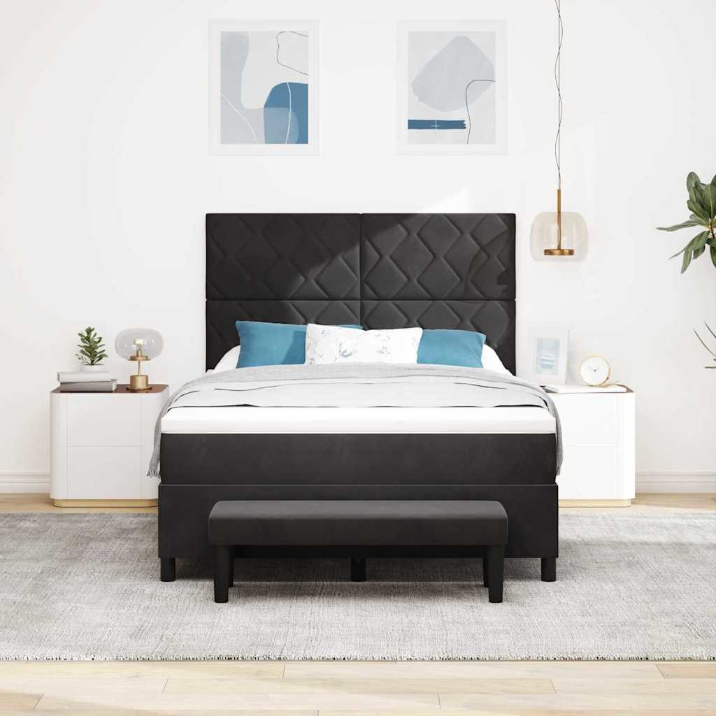 Krevet s opruga kutije s uzglavljem Crna 200 x 140 cm Baršun