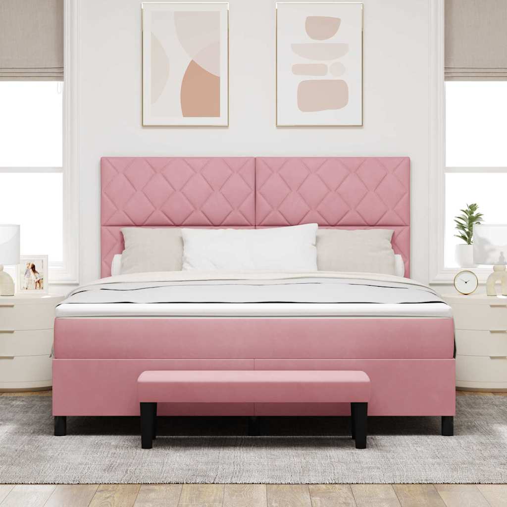 Krevet s opruga kutije Ružičasta 200 x 180 cm Baršun