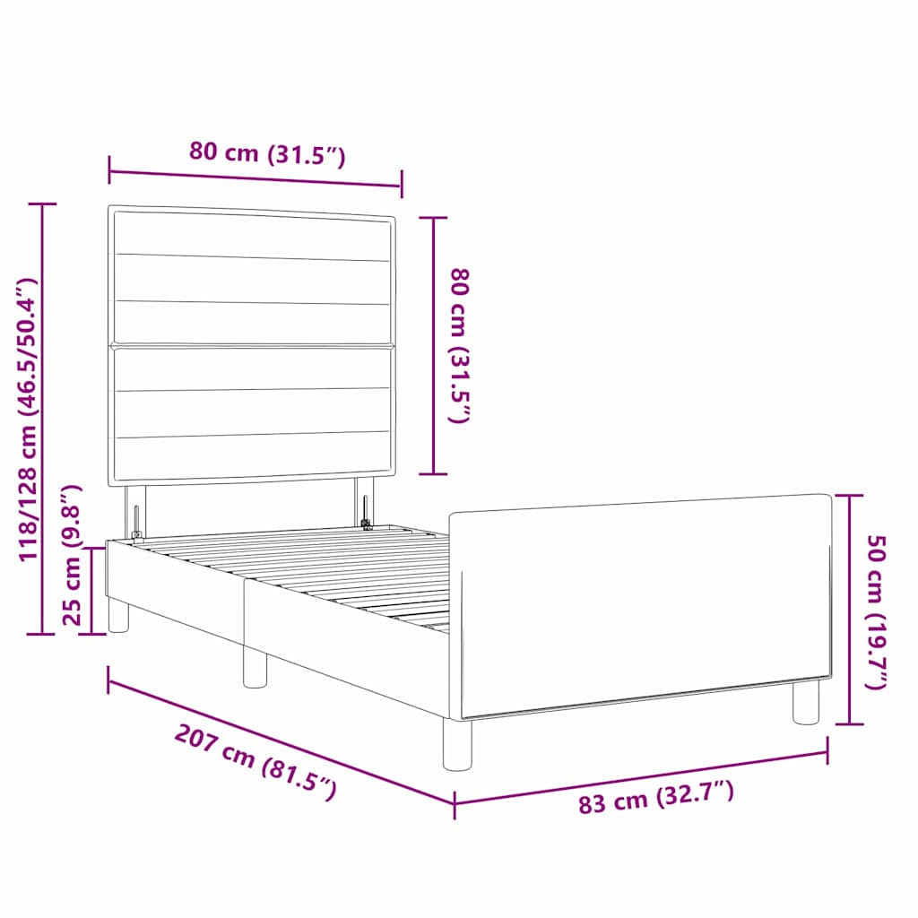 Krevetna konstrukcija Svjetlosiva 80 x 200 cm tkanina