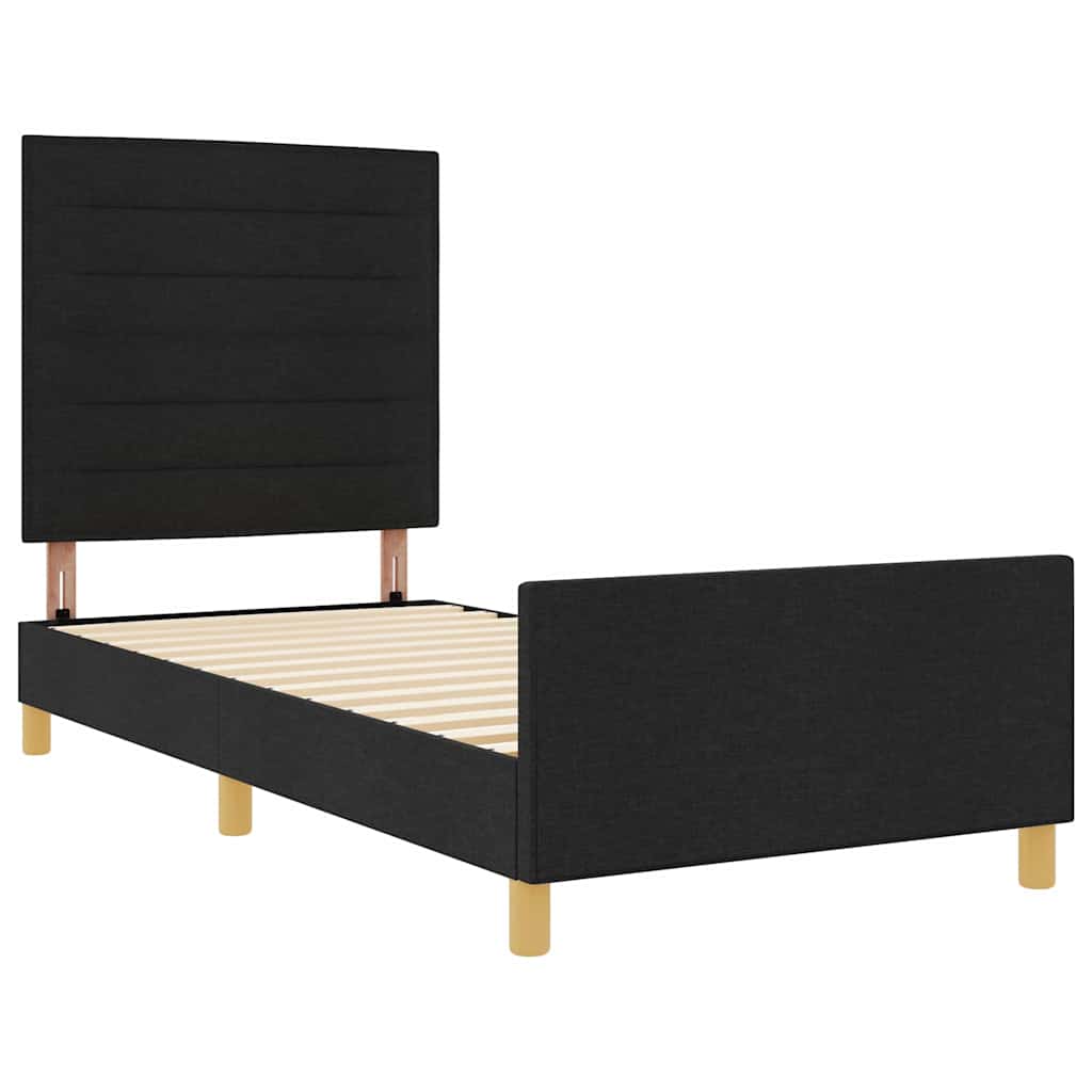 Krevetna konstrukcija s uzglavljem Crna 80 x 200 cm tkanina