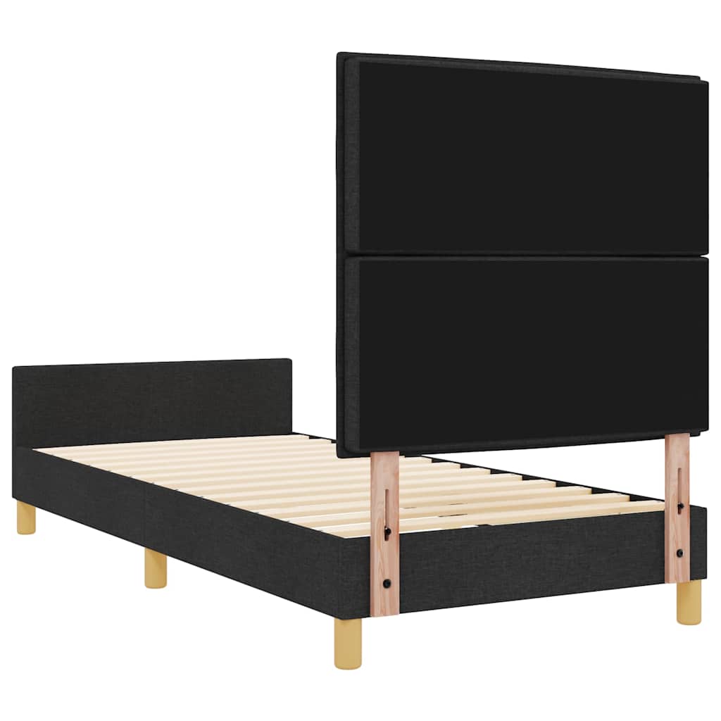 Krevetna konstrukcija s uzglavljem Crna 90 x 190 cm tkanina