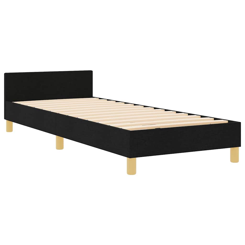 Krevetna konstrukcija s uzglavljem Crna 90 x 200 cm tkanina