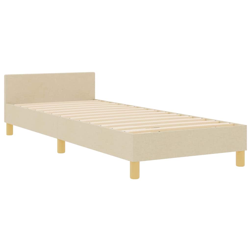 Krevetna konstrukcija s uzglavljem Krema 90 x 200 cm tkanina