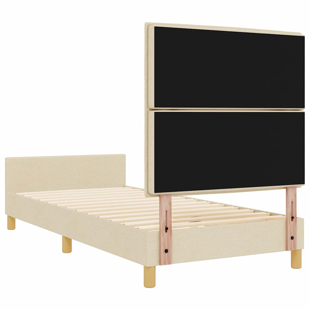 Krevetna konstrukcija s uzglavljem Krema 90 x 200 cm tkanina
