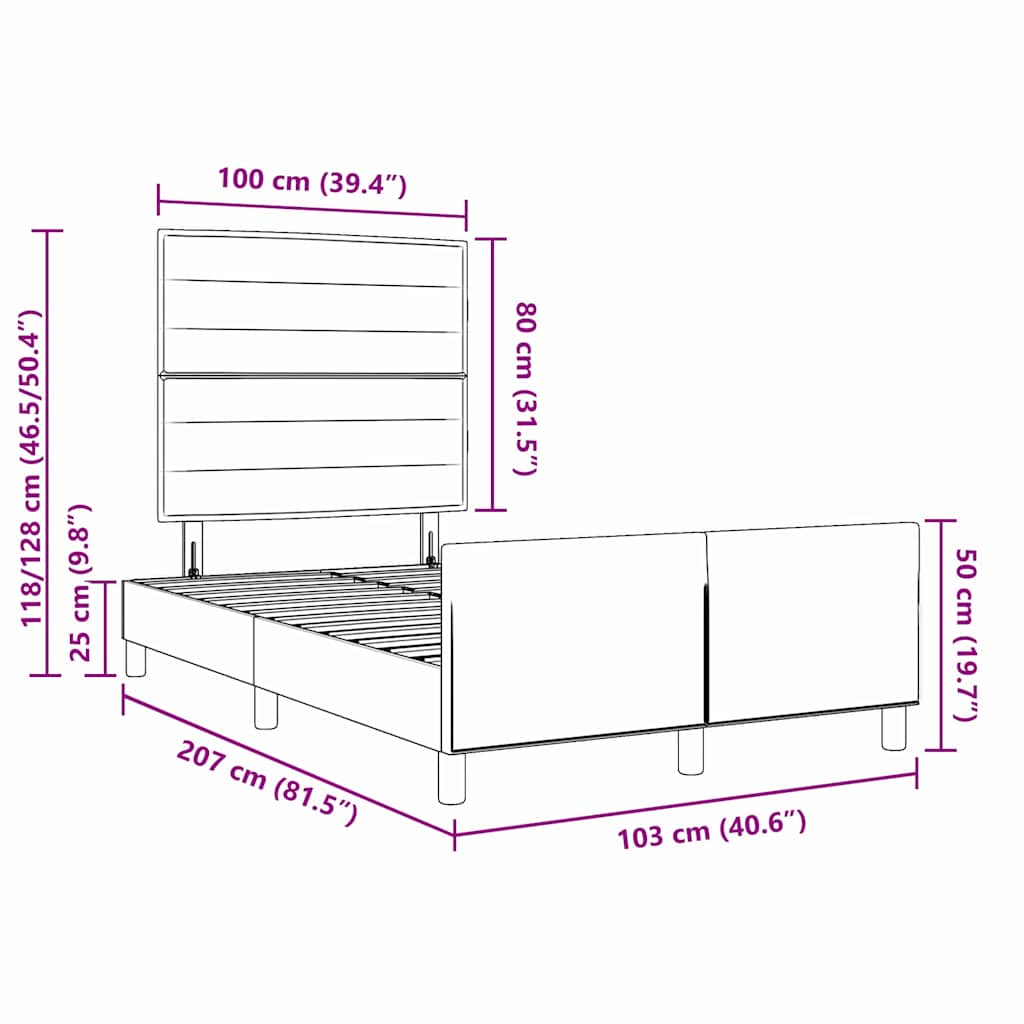 Krevetna konstrukcija Svjetlosiva 100 x 200 cm tkanina