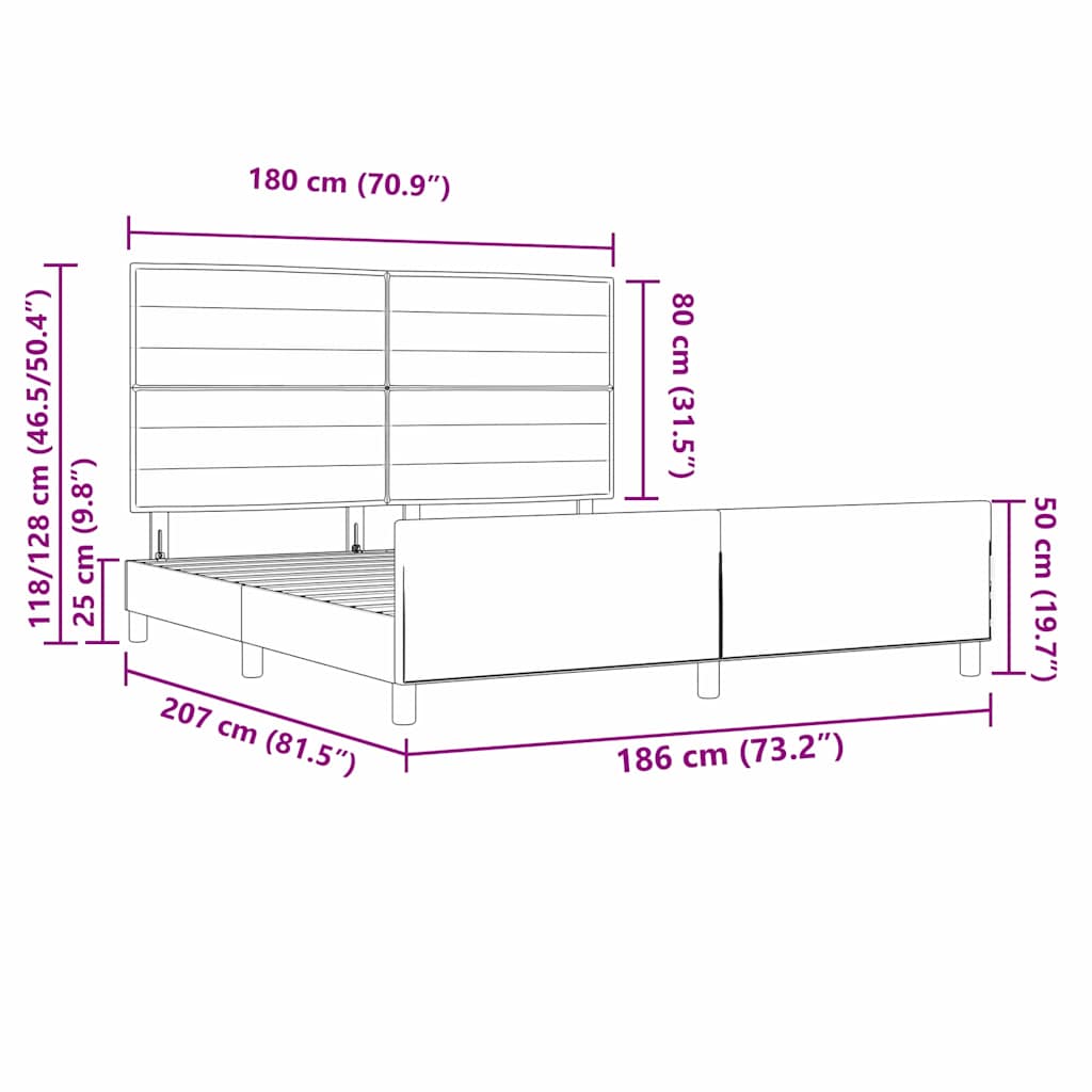 Krevetna konstrukcija s uzglavljem Crna 180 x 200 cm tkanina