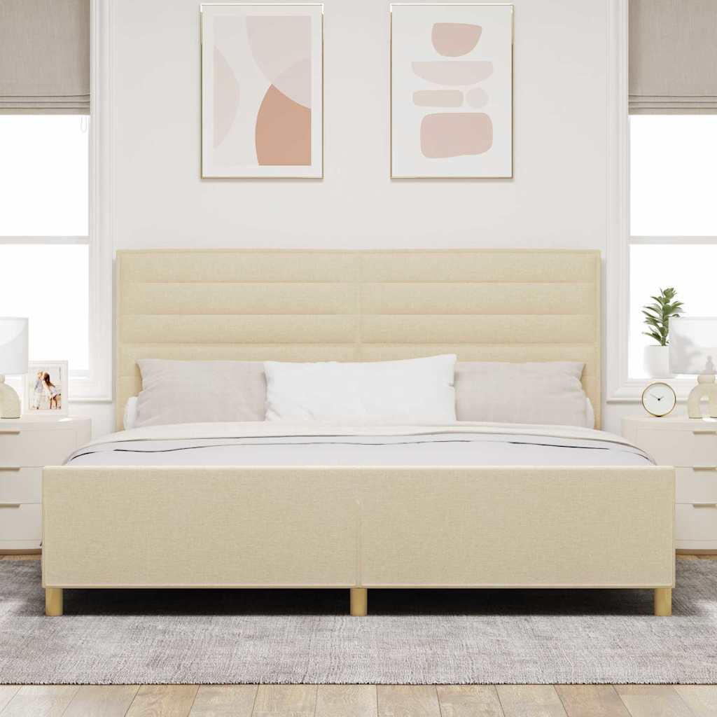 Krevetna konstrukcija s uzglavljem Krema 200 x 200 cm tkanina
