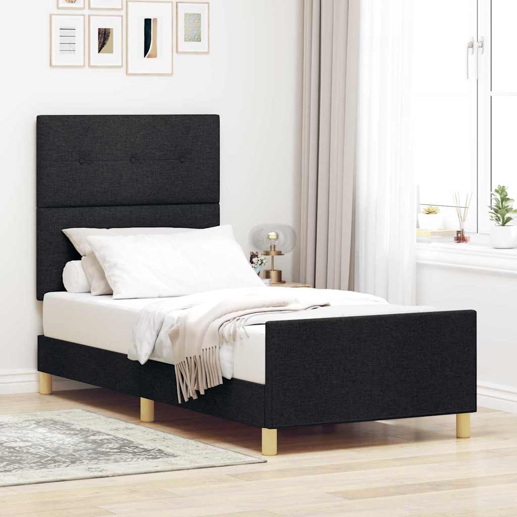 Krevetna konstrukcija s uzglavljem Crna 80 x 200 cm tkanina