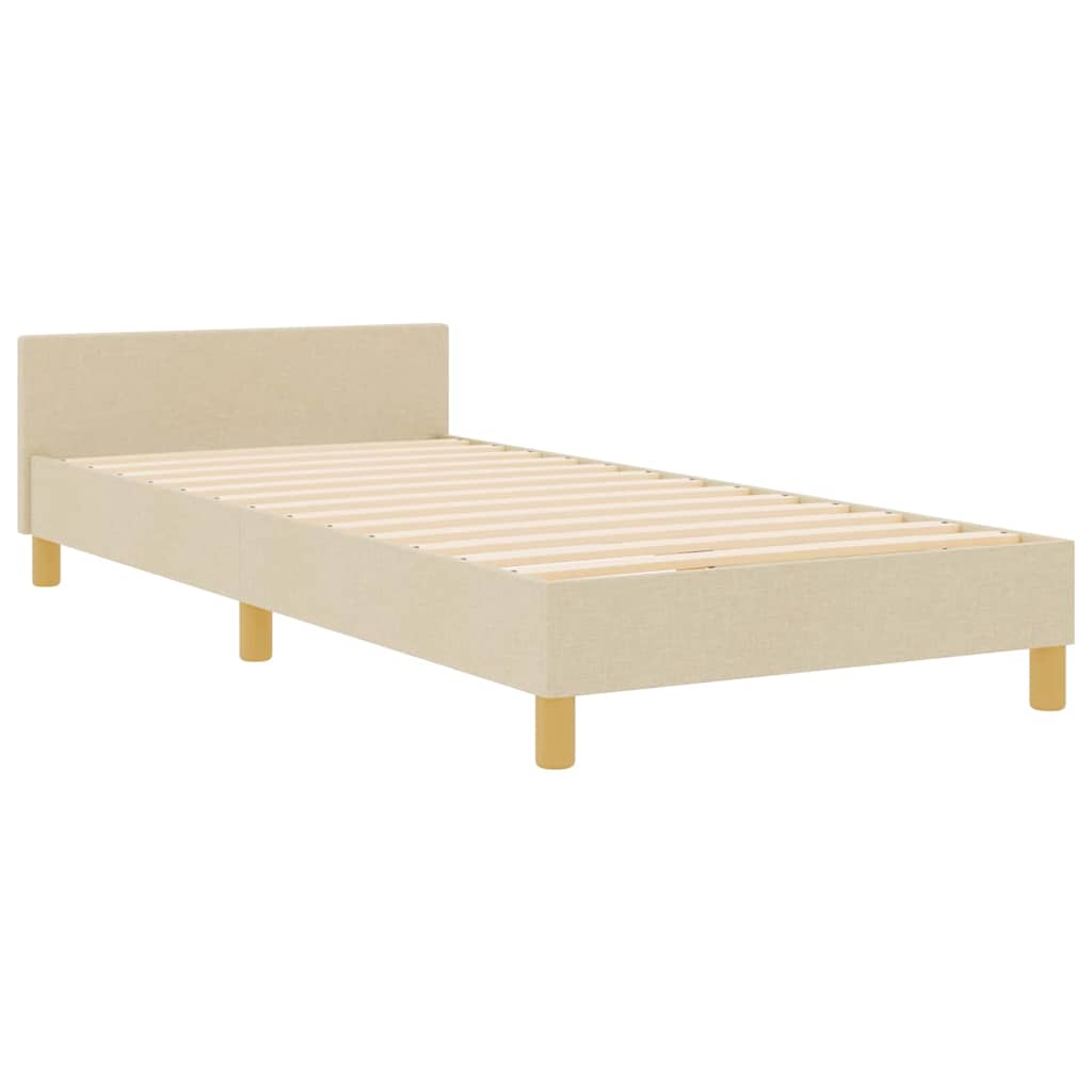 Krevetna konstrukcija s uzglavljem Krema 90 x 190 cm tkanina