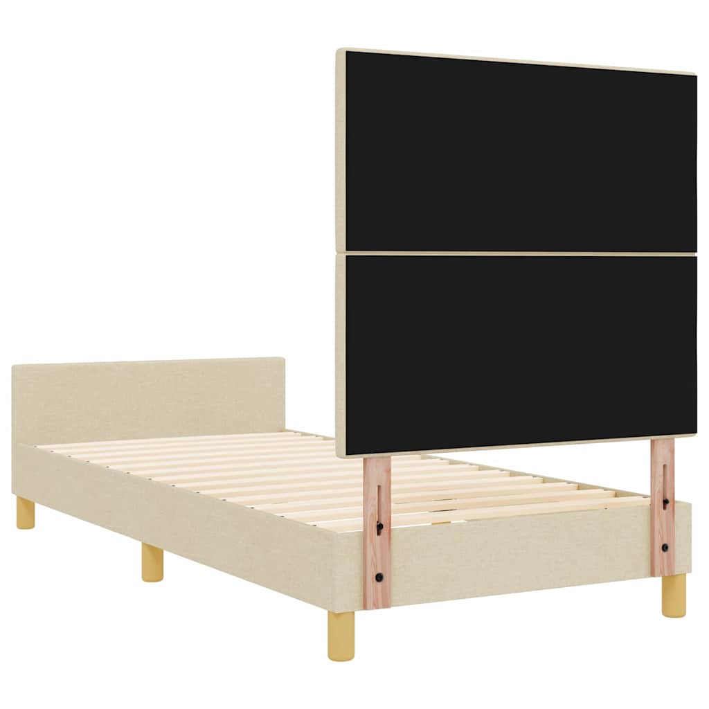 Krevetna konstrukcija s uzglavljem Krema 90 x 190 cm tkanina