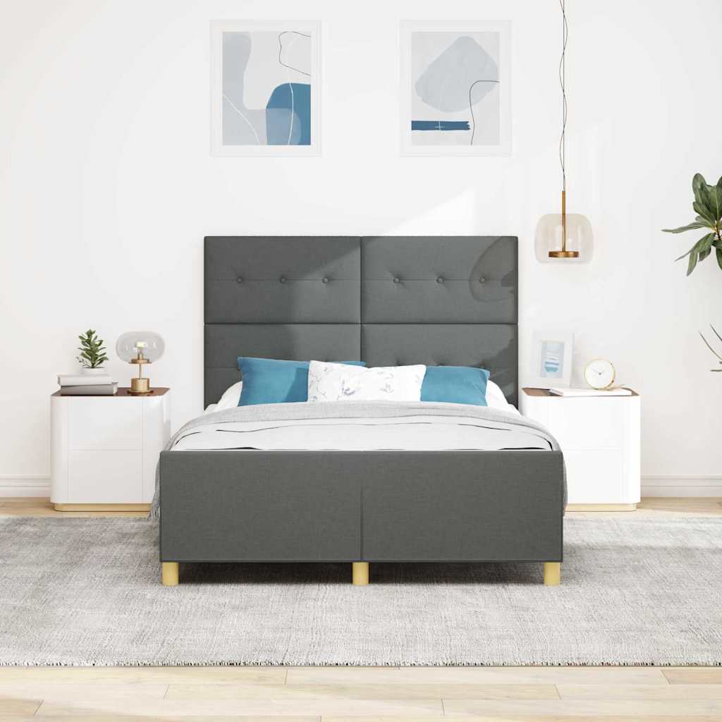 Krevetna konstrukcija Tamno siva 140 x 190 cm tkanina