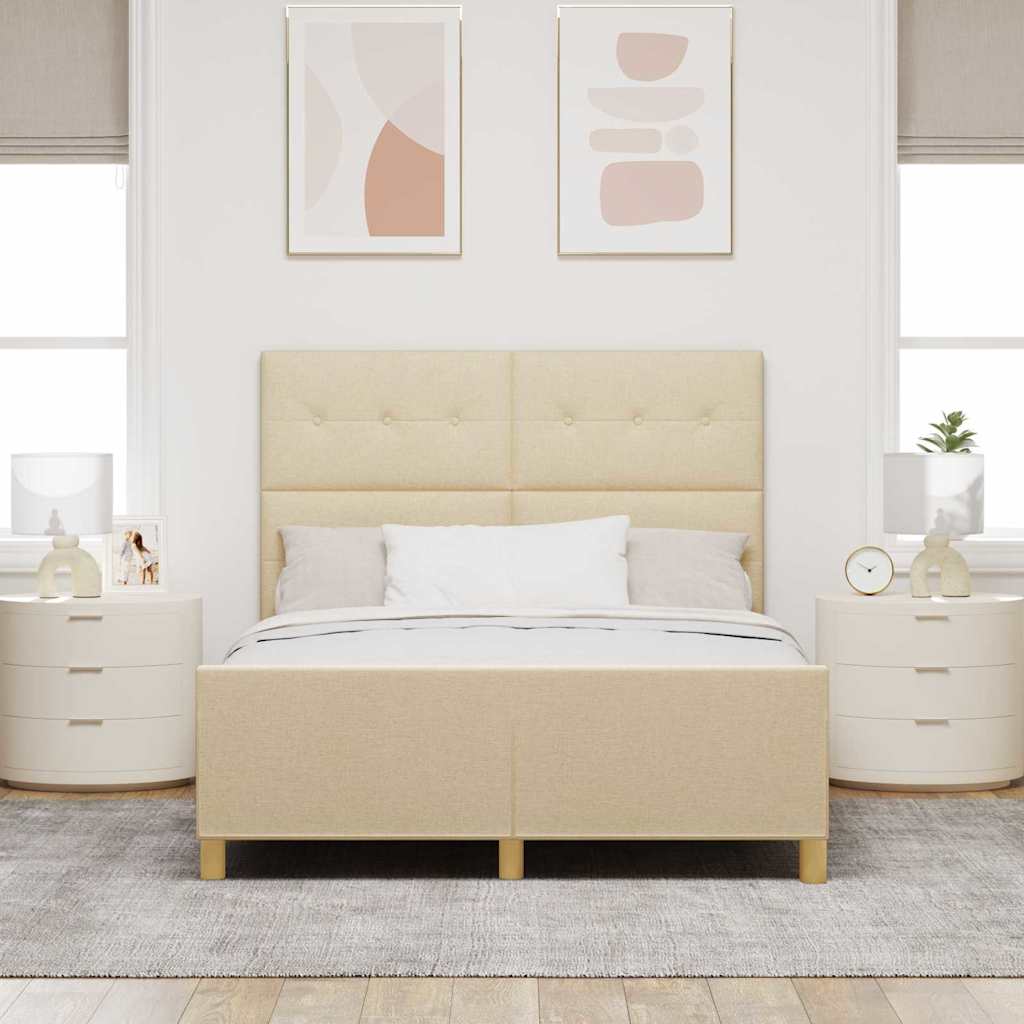 Krevetna konstrukcija s uzglavljem Krema 160 x 200 cm tkanina