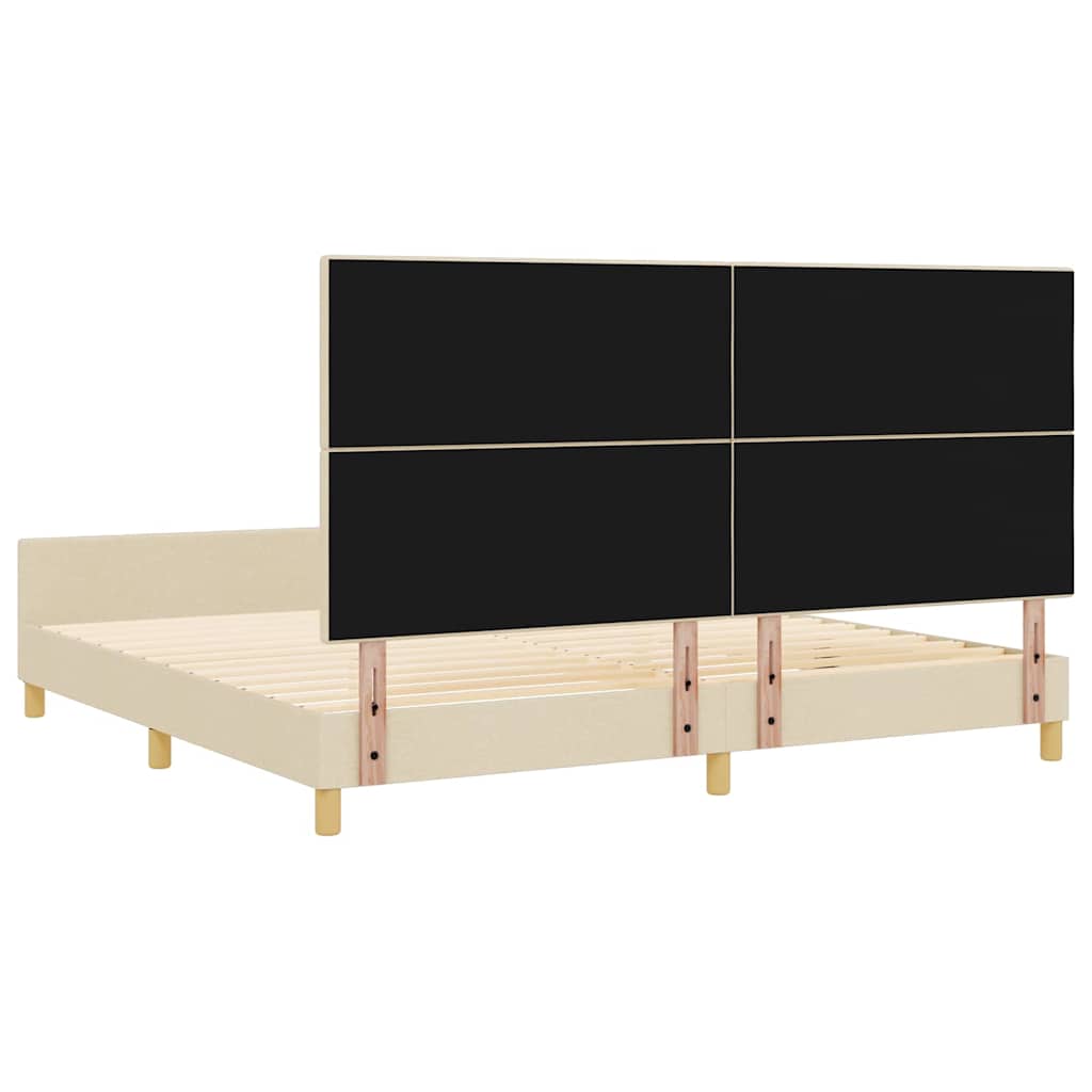 Krevetna konstrukcija s uzglavljem Krema 200 x 200 cm tkanina