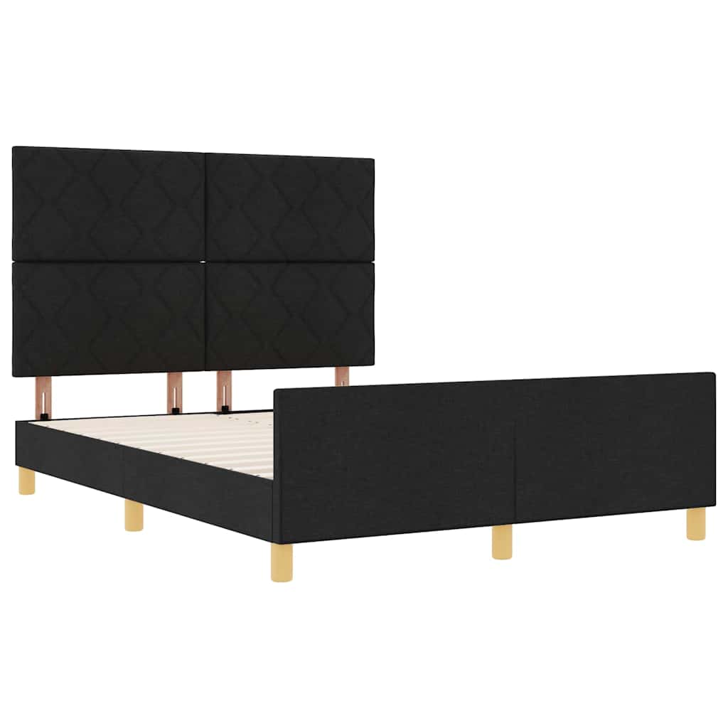 Krevetna konstrukcija s uzglavljem Crna 140 x 190 cm tkanina