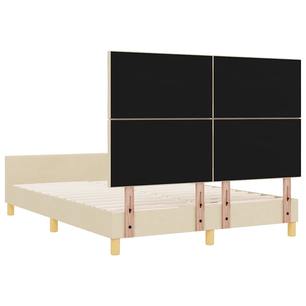 Krevetna konstrukcija s uzglavljem Krema 140 x 190 cm tkanina