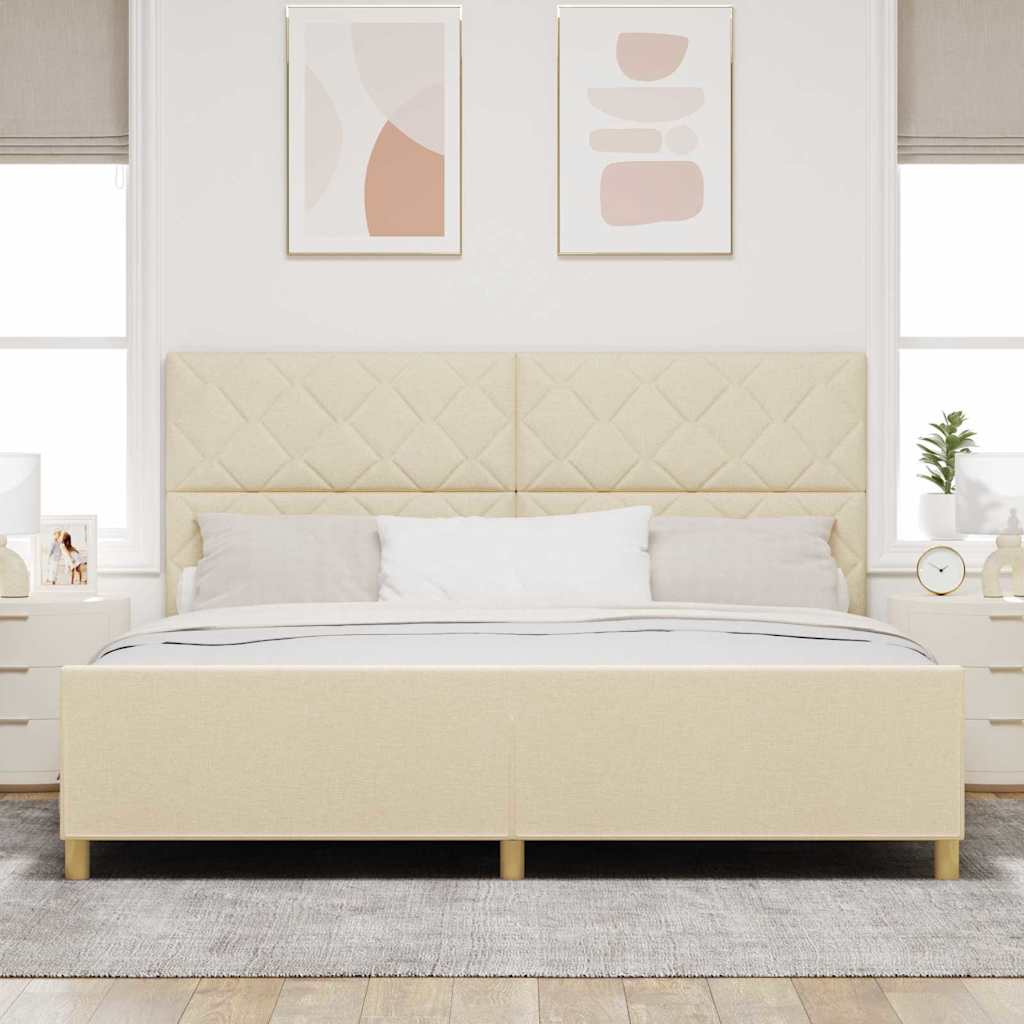 Krevetna konstrukcija s uzglavljem Krema 200 x 200 cm tkanina