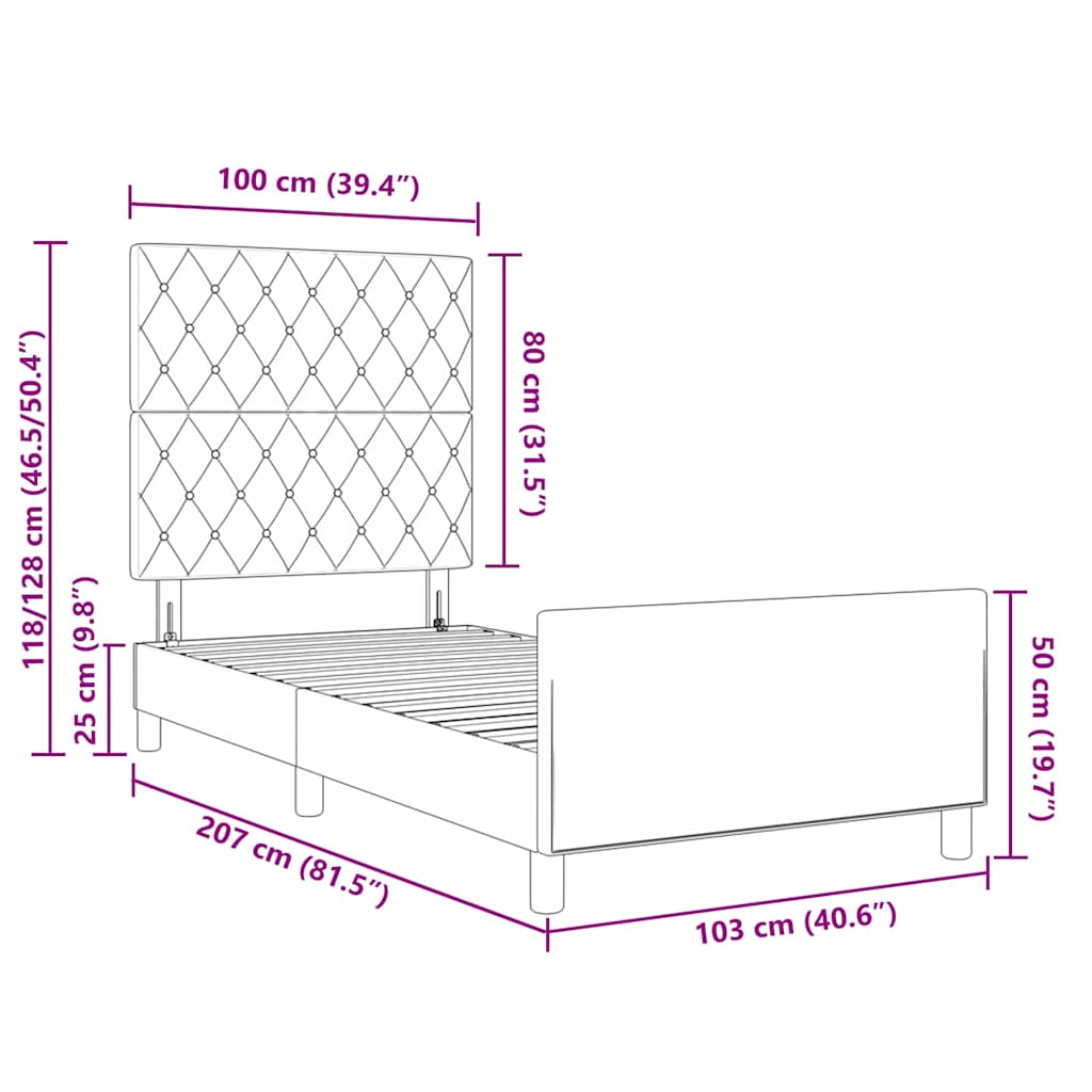 Krevet s opruga kutije Tamnozelena 100 x 200 cm Baršun