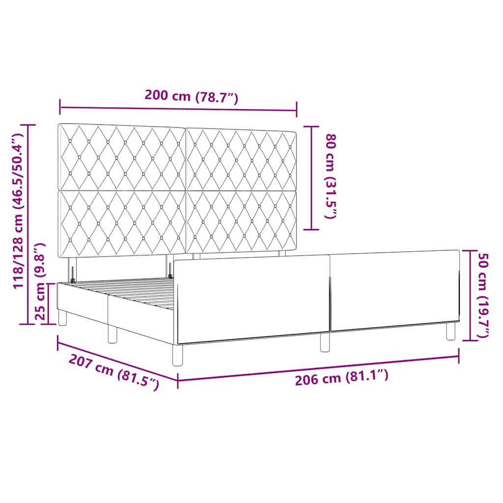 Krevet s opruga kutije Svjetlosiva 200 x 200 cm Baršun